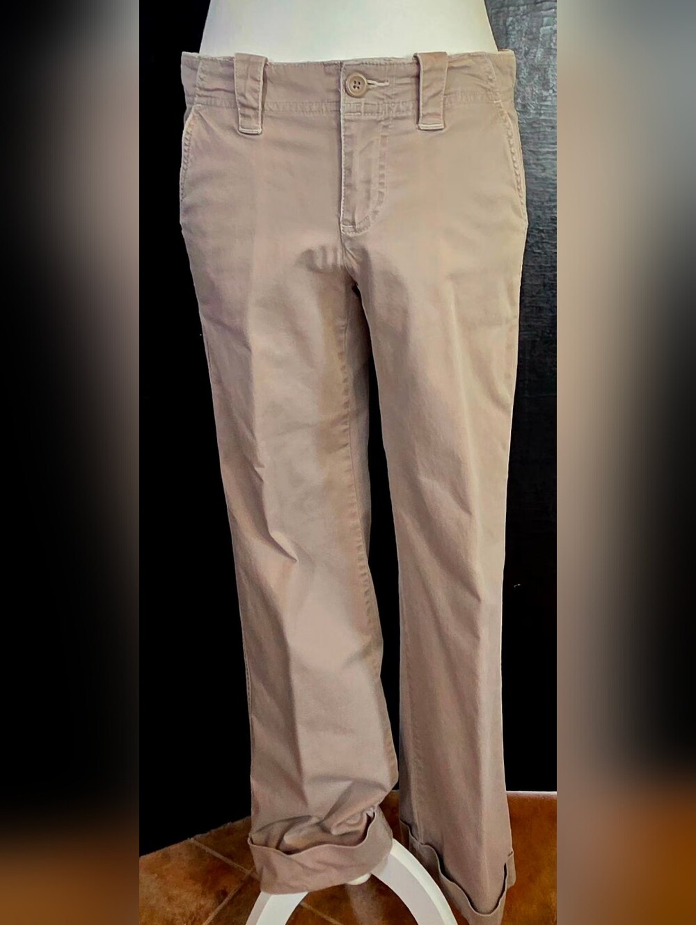 Vintage Old Navy Y2K Low Rise Cuffed Stretch Khaki Pants Size 4 Regular